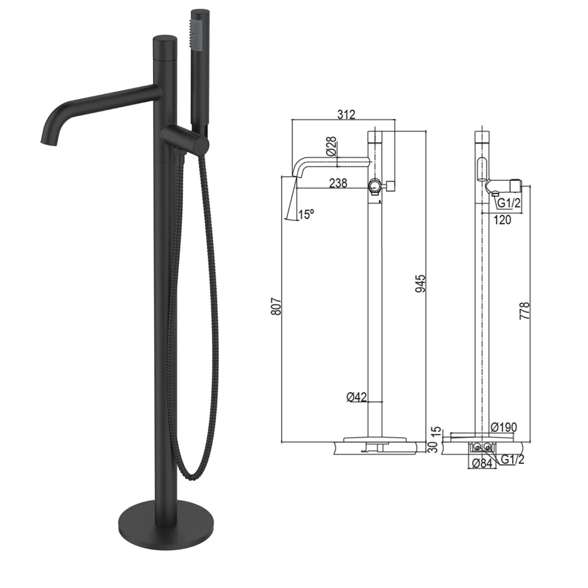 copy of Miscelatore vasca a pavimento