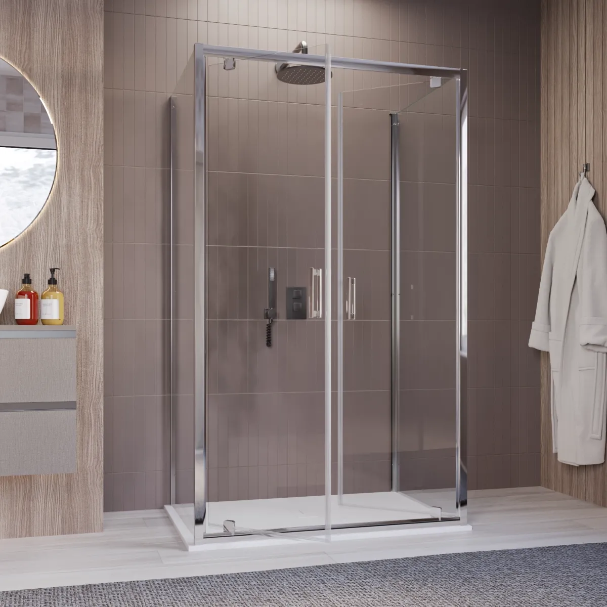 Duschkabine 3 Seiten Salon transparent h195 6mm Java