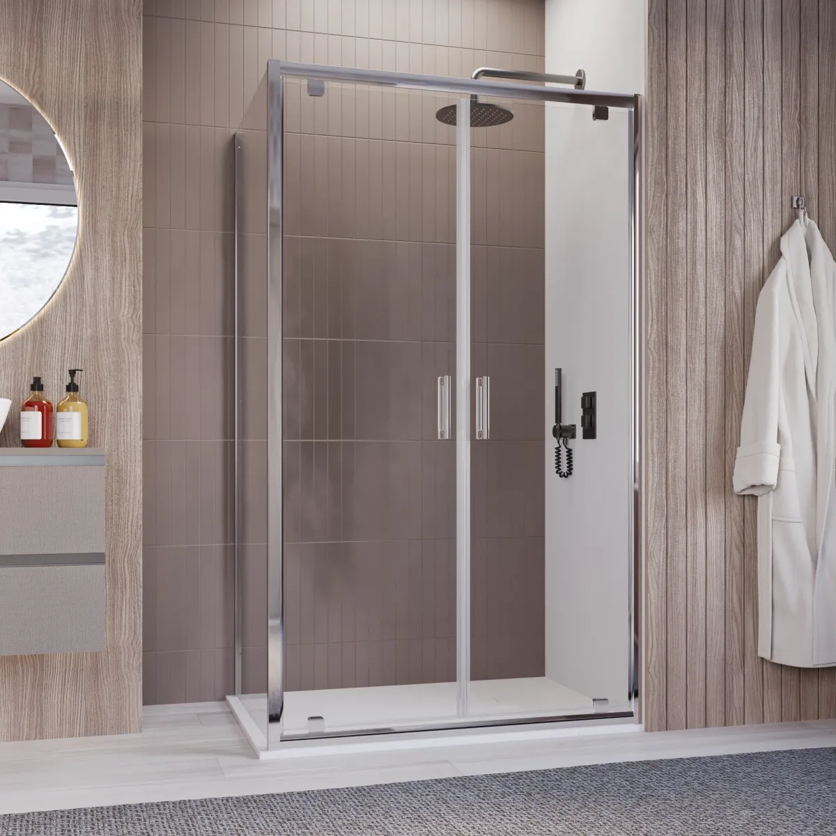 Cabine de douche deux faces saloon transparente h195 6mm Java