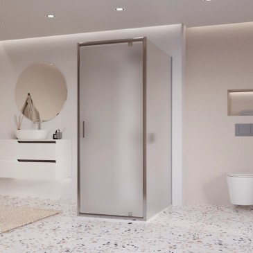 Cabine de douche 3 côtés avec porte battante opaque h195 6mm Adèle