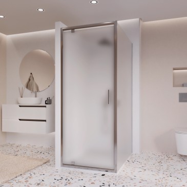 Cabine de douche deux faces avec porte battante opaque h195 6mm Adele