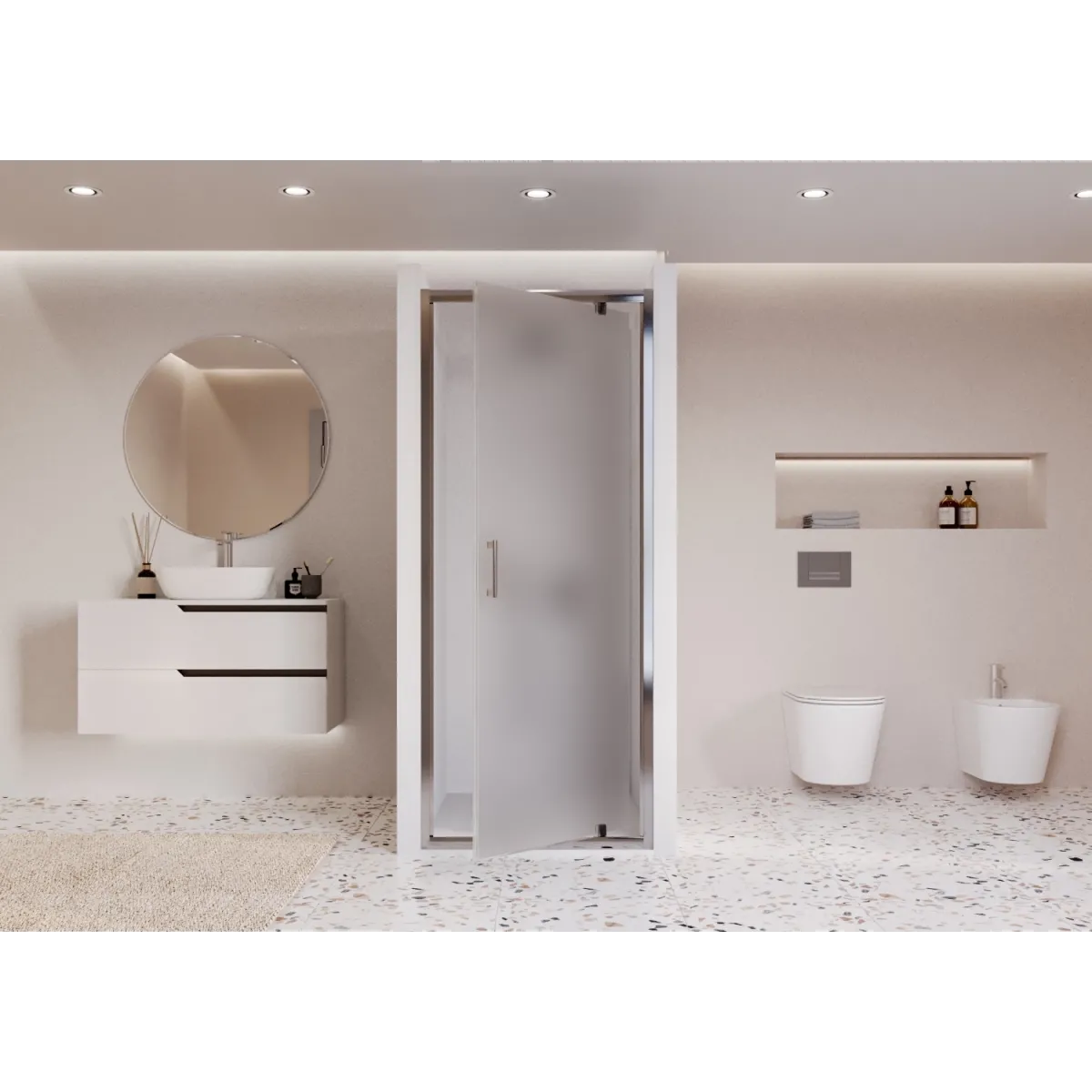 Porte de douche mono-panneau opaque 80 90 100 h195 6 mm anticalcaire