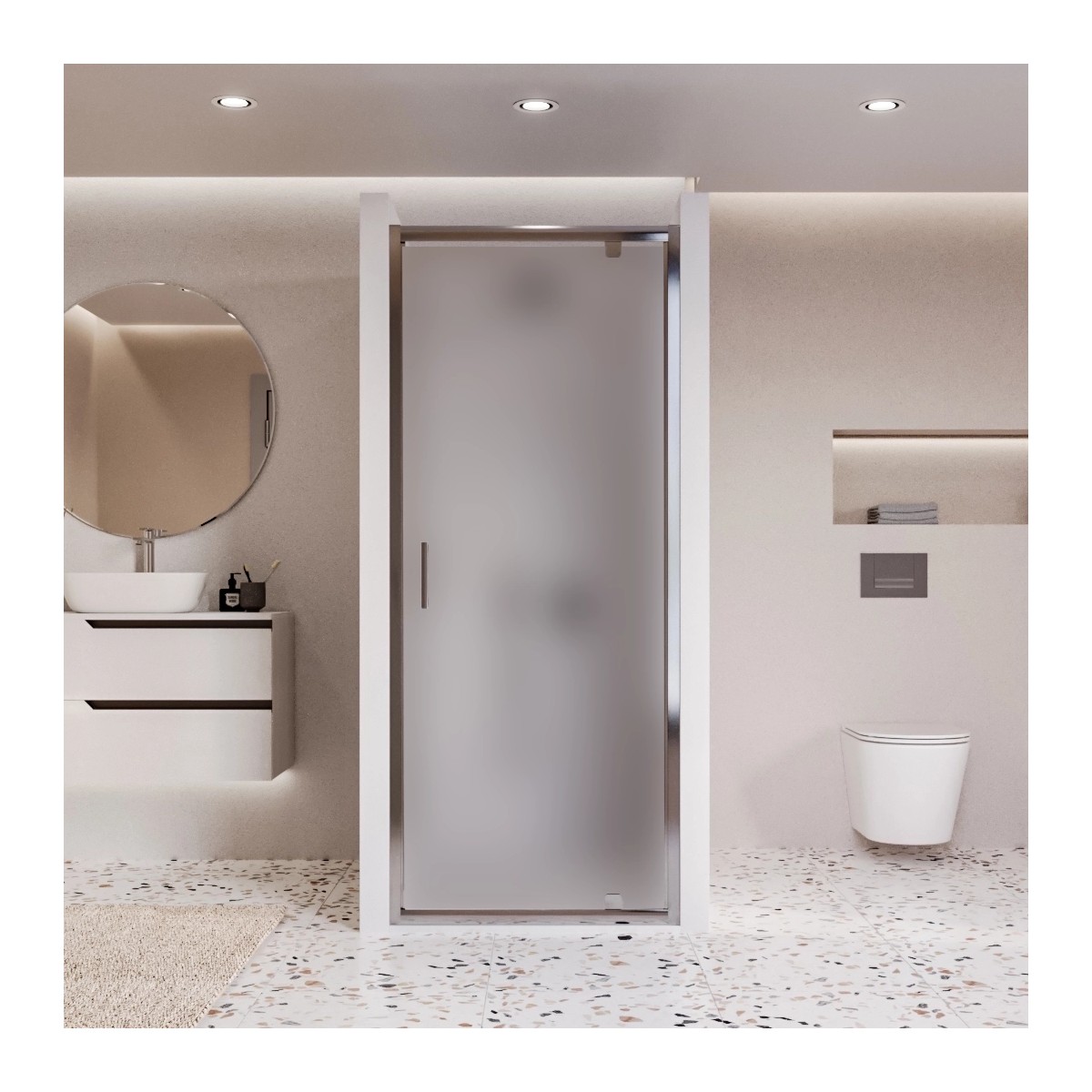Porte de douche mono-panneau opaque 80 90 100 h195 6 mm anticalcaire