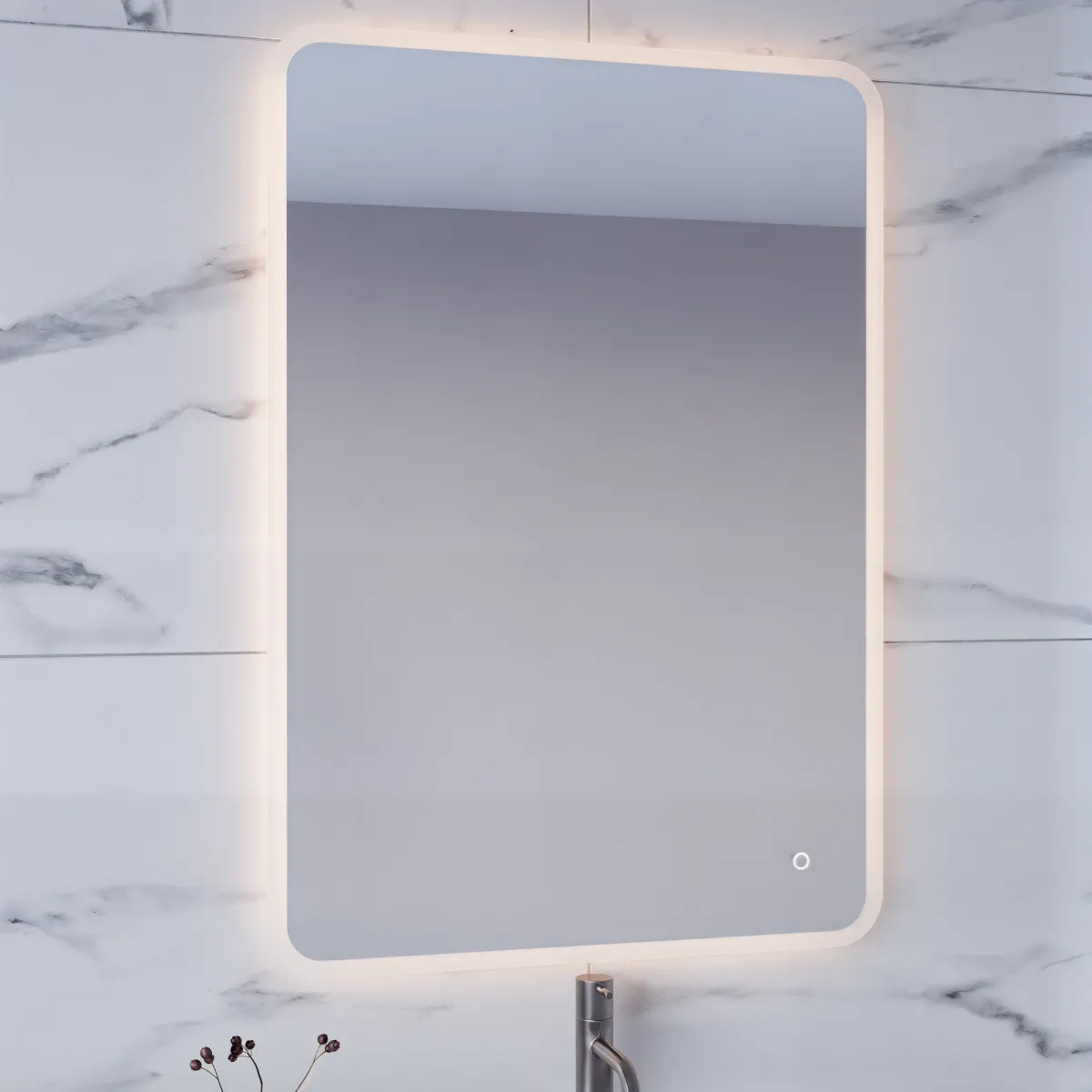 specchio con luce led frontale