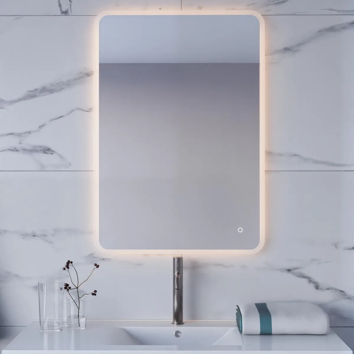 copy of Specchio bagno rettangolare a led con accensione touch Boheme