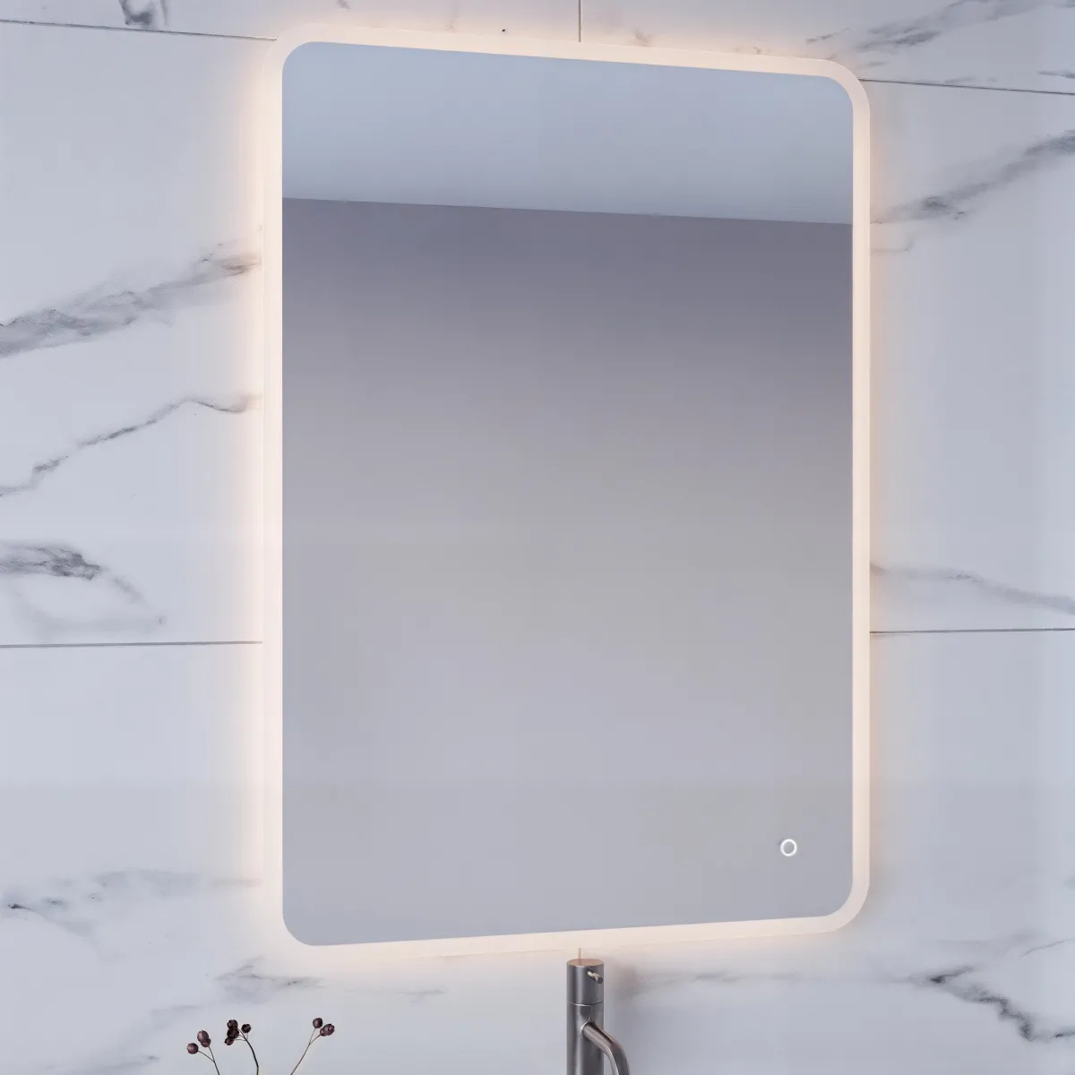 specchio con luce led frontale