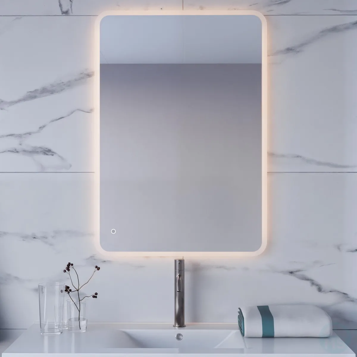 copy of Specchio bagno rettangolare a led con accensione touch Boheme