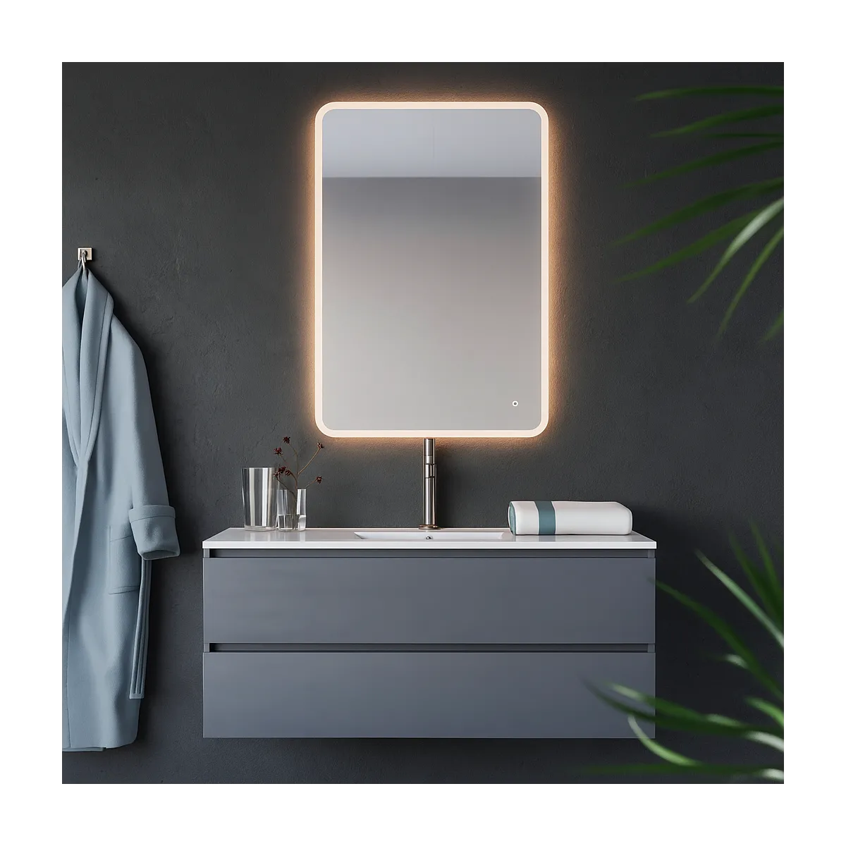 Specchio bagno rettangolare a led con accensione touch Boheme