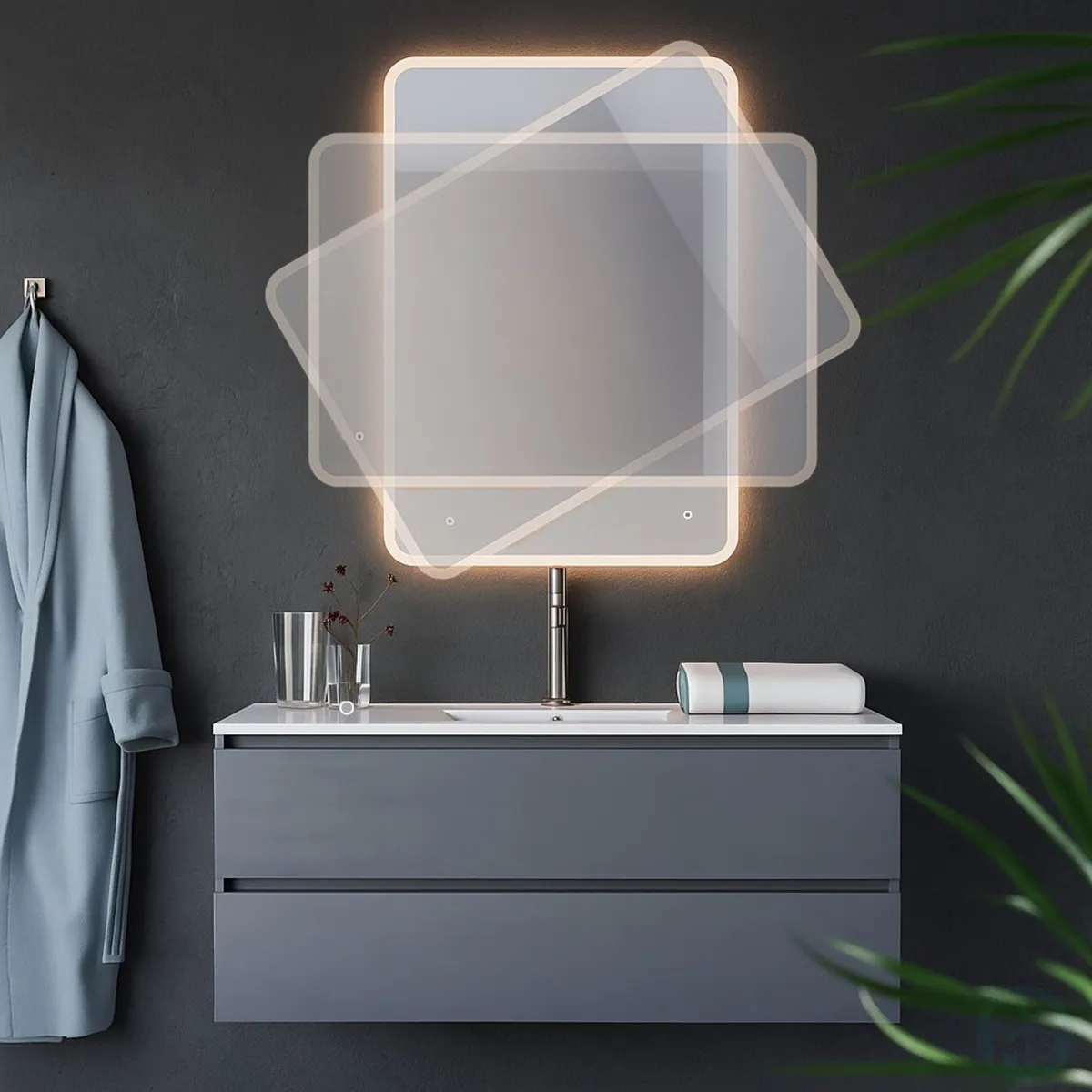 copy of Specchio bagno rettangolare a led con accensione touch Boheme