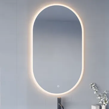 Miroir de salle de bain ovale à écran tactile LED | Mondialshop