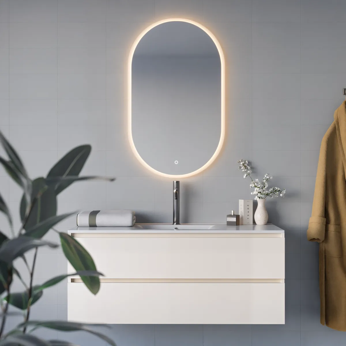 Ovaler LED-Touchscreen-Spiegel 60x100 MIMI