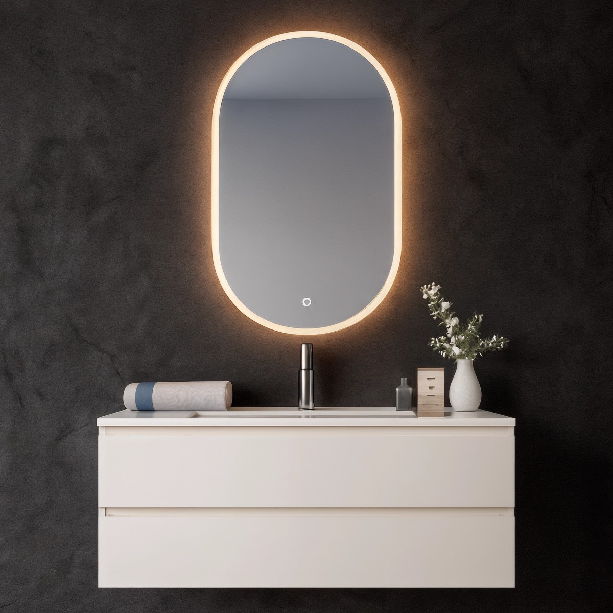 Specchio Bagno Ovale LED Touch-Screen | Mondialshop