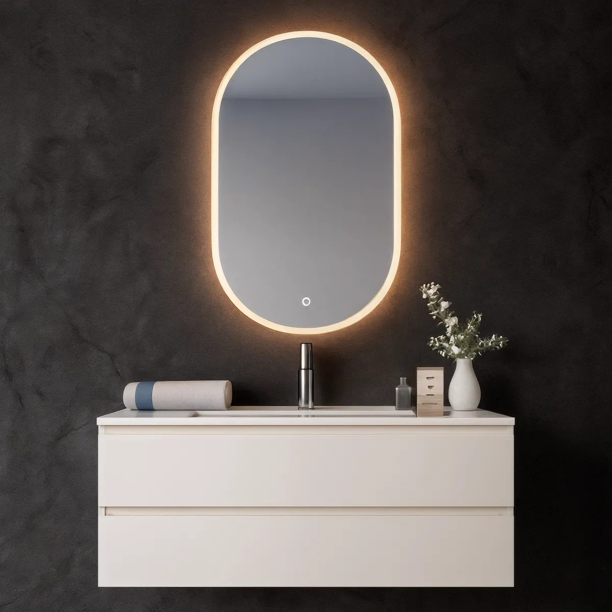 Specchio Bagno Ovale LED Touch-Screen | Mondialshop