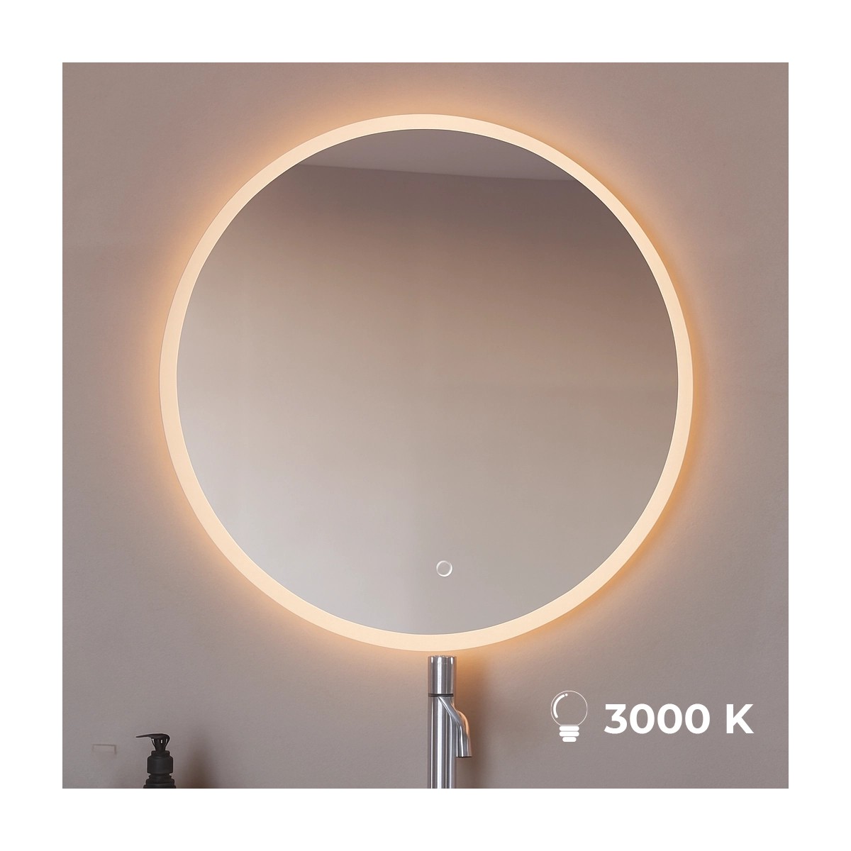 Specchio tondo 70cm led con accensione touch-screen MIMI