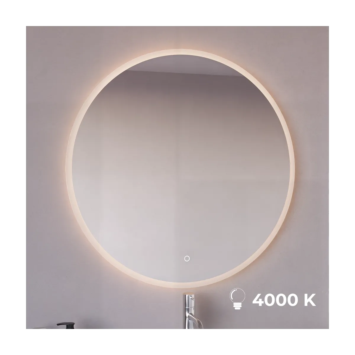 Specchio tondo 70cm led con accensione touch-screen MIMI