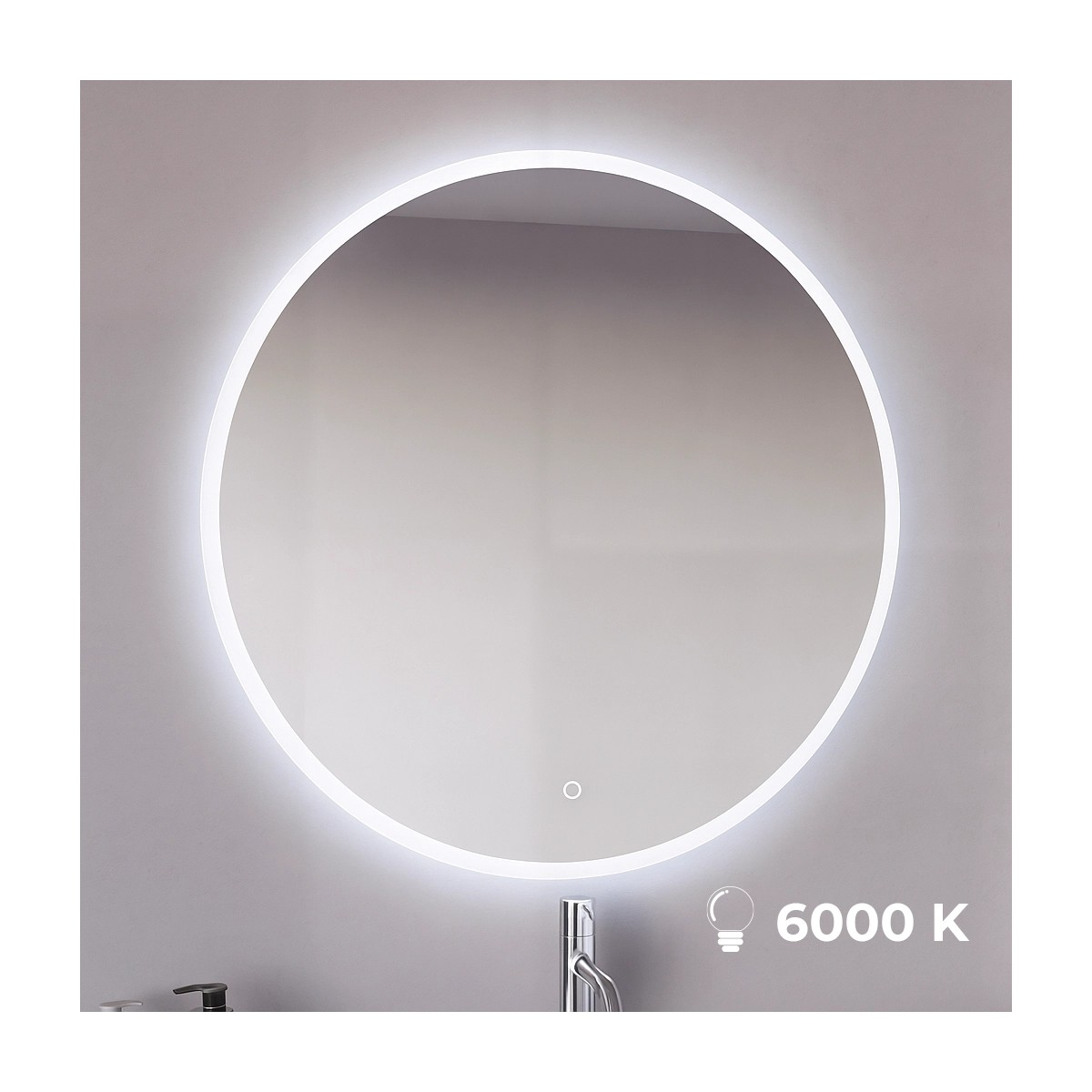Specchio tondo 70cm led con accensione touch-screen MIMI