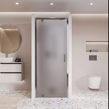 Porte de douche 1 porte à charnières 80 90 100 mat h195 6mm Adele