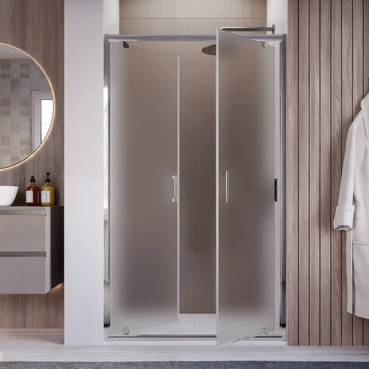 Duschtür Saloon h195 Scharnier blickdicht Antikalk 6mm Java