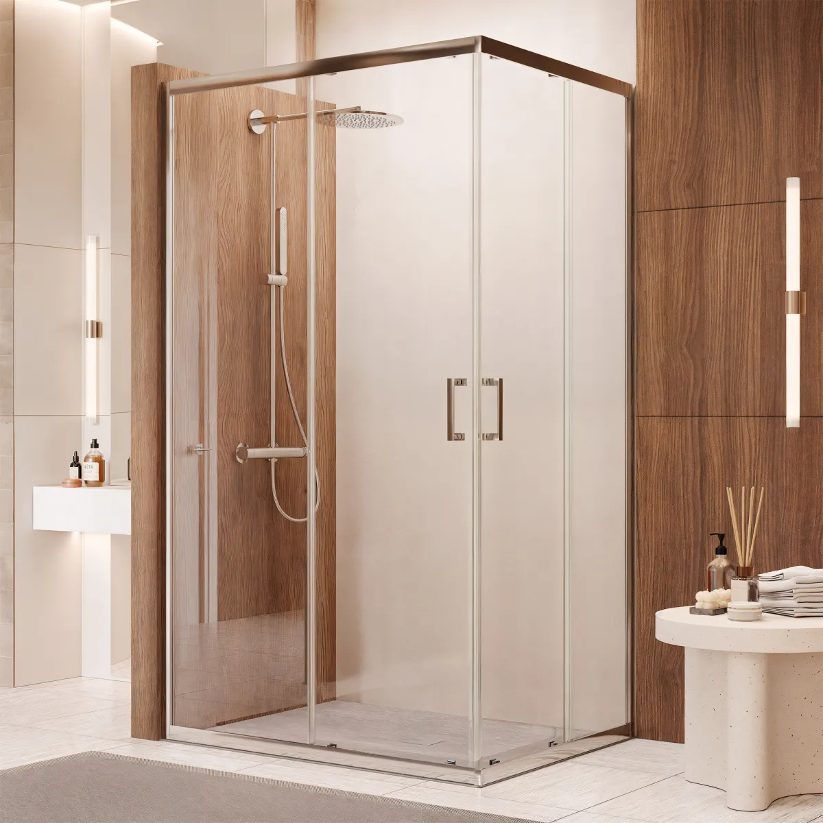 Porte battante anticalcaire ADRY H195 Paroi de douche 2 faces