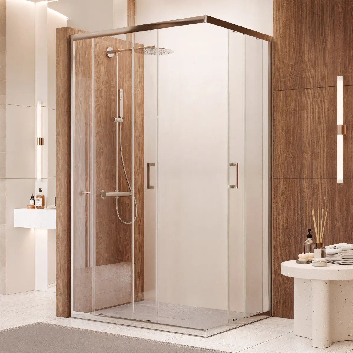 Porte battante anticalcaire ADRY H195 Paroi de douche 2 faces