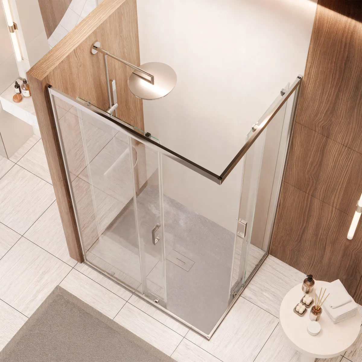 Porte battante anticalcaire ADRY H195 Paroi de douche 2 faces