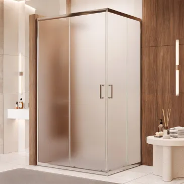 Cabine de douche d'angle H195 cm deux portes coulissantes en cristal Adry mat 6 mm
