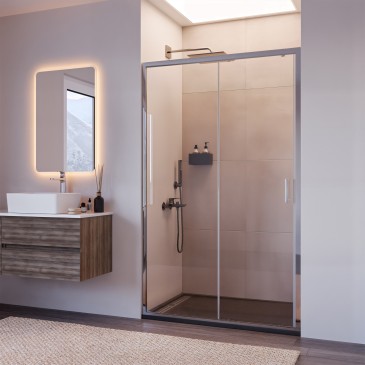 Porte de douche coulissante transparente anti-calcaire AGATA H195