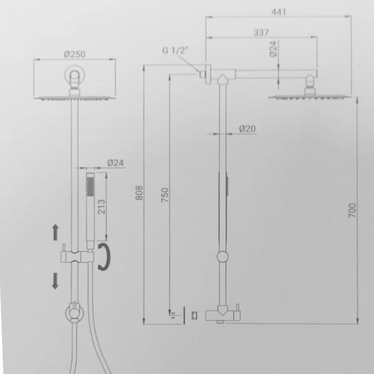 copy of Duschsäule mit Wasseranschluss oben