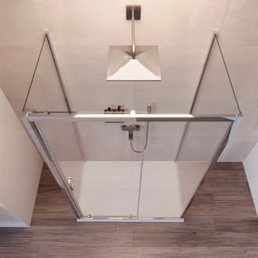 Cabine de douche 3 faces avec porte coulissante H195 Anti-calcaire AGATA