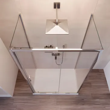 3-seitige Duschkabine mit Schiebetür H195 Antikalk AGATA