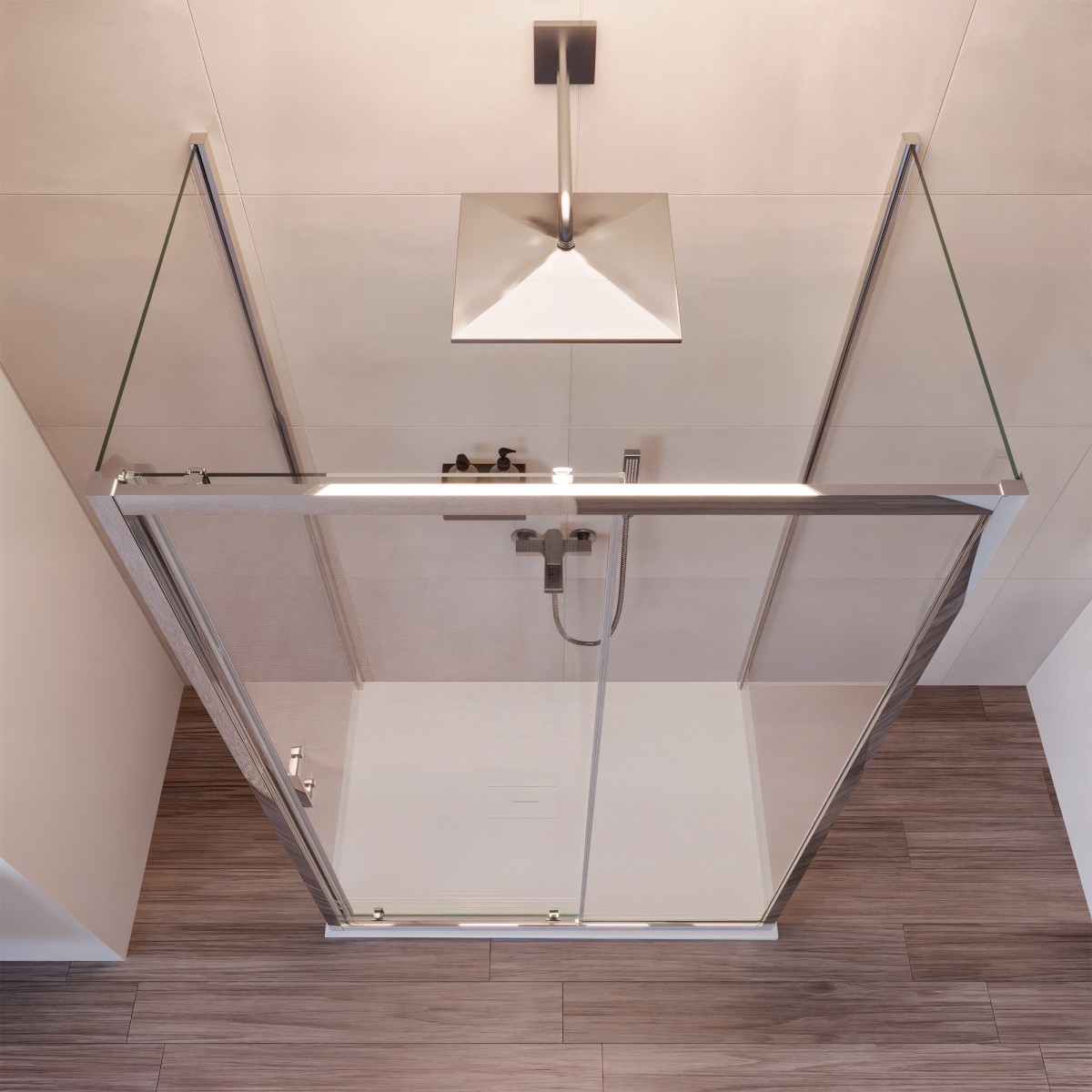 Cabine de douche 3 faces avec porte coulissante H195...