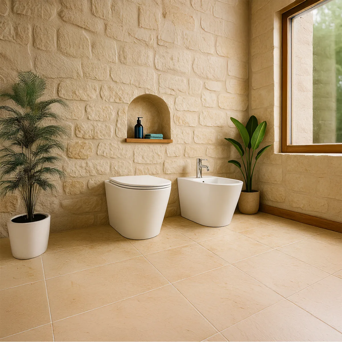 Coppia Sanitari a terra Senza Brida in ceramica OCEANO
