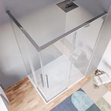 Cabine de douche d'angle double face, 8 mm h200, fermeture amortie ZARA