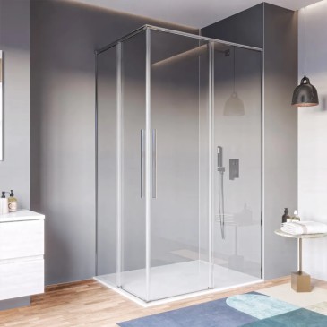 Cabine de douche d'angle double face, 8 mm h200, fermeture amortie ZARA