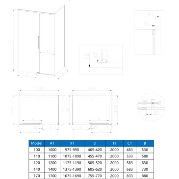 ZARA 8 mm H200 Anti-Kalk-Duschtür mit Soft-Close-Funktion