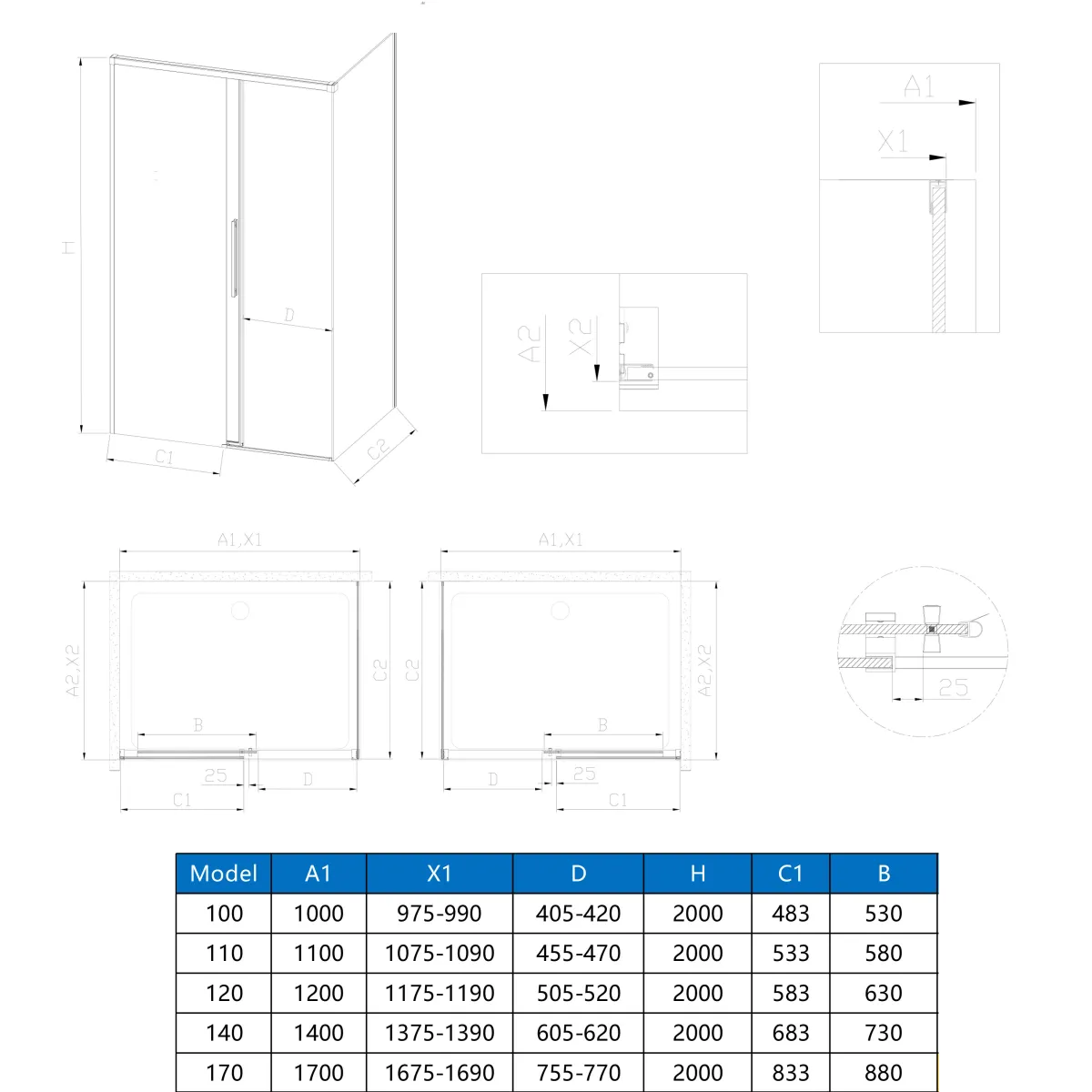 Porta doccia soft close 8mm h200 ZARA