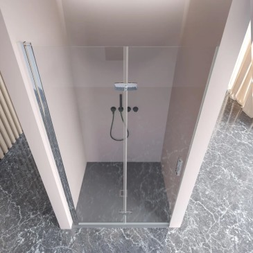 Porte de douche pliante en niche anti-calcaire Rea H195