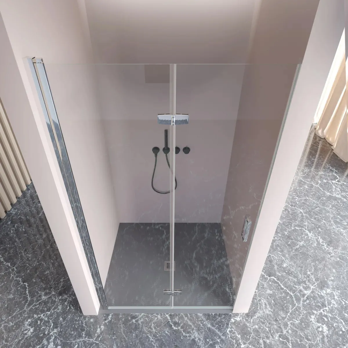 REA Anti-Kalk-Faltnischen-Faltduschtür H195