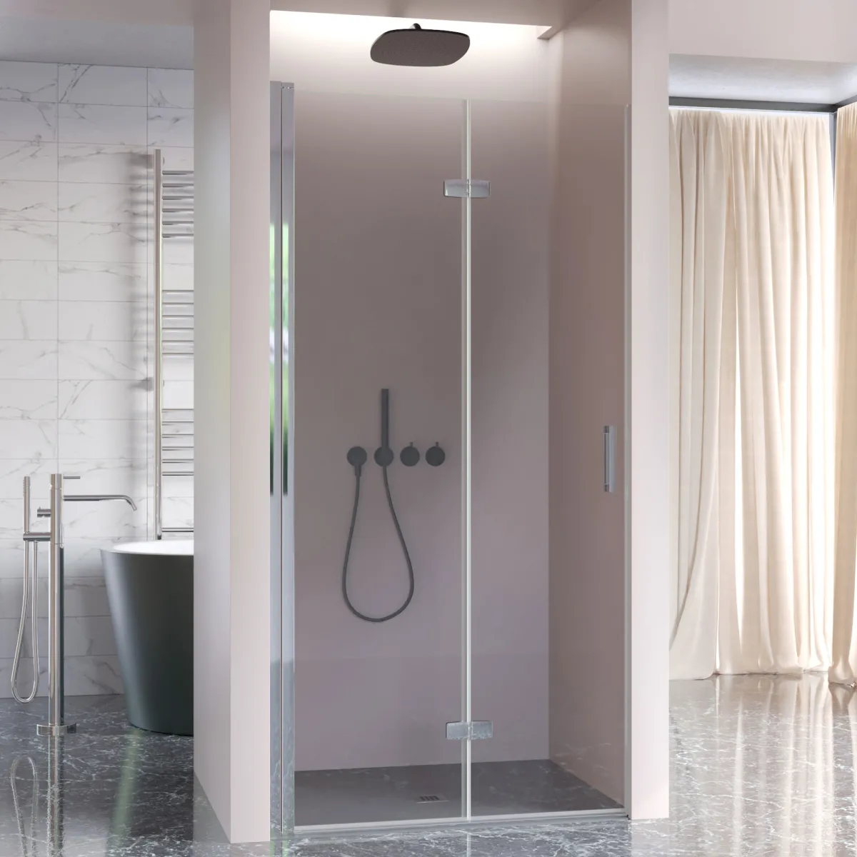 REA Anti-Kalk-Faltnischen-Faltduschtür H195