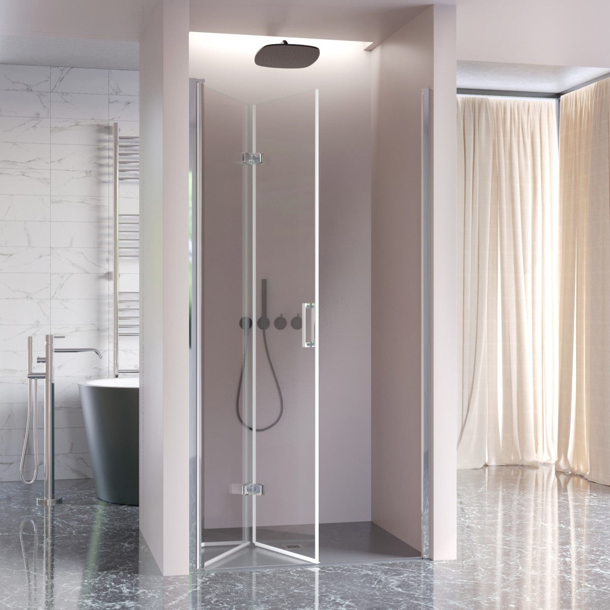 Porte de douche H190 cm Soufflet de porte 6mm Transparent Rea