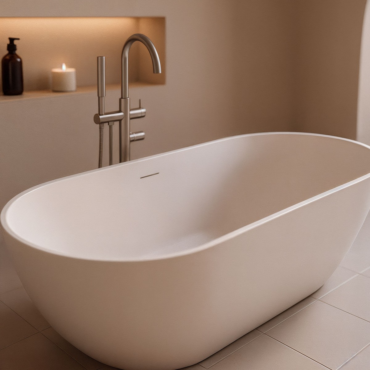 Baignoire îlot blanche mate 160x73 MOON