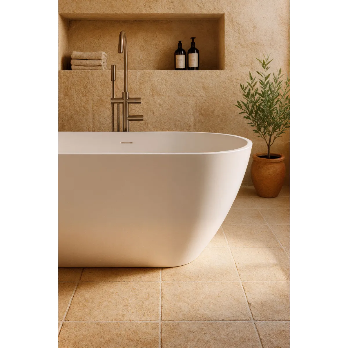 Baignoire îlot blanche mate 150 x 73 cm MOON