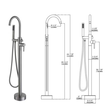 Miscelatore per vasca a pavimento satinata per vasca free standing Tiffany
