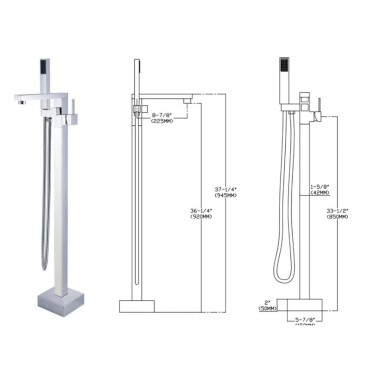Rubinetto vasca nero a pavimento freestanding quadrata ARPELS