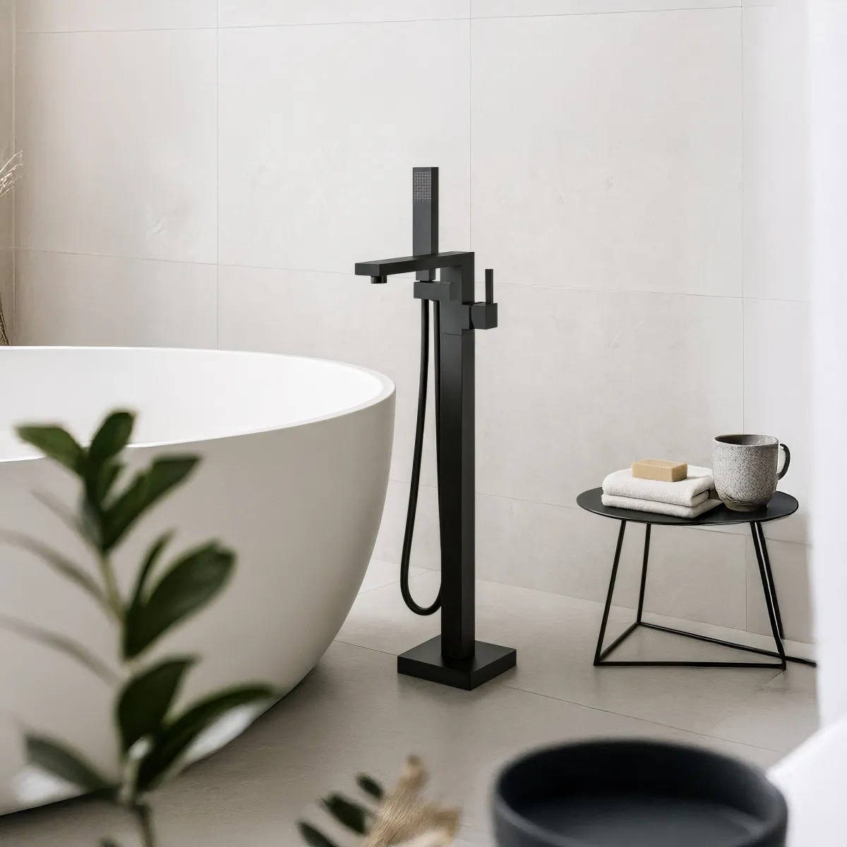 Robinet de baignoire carré autoportant ARPELS noir à...