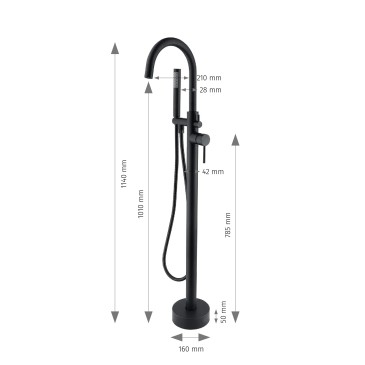 Miscelatore vasca freestanding neroTiffany