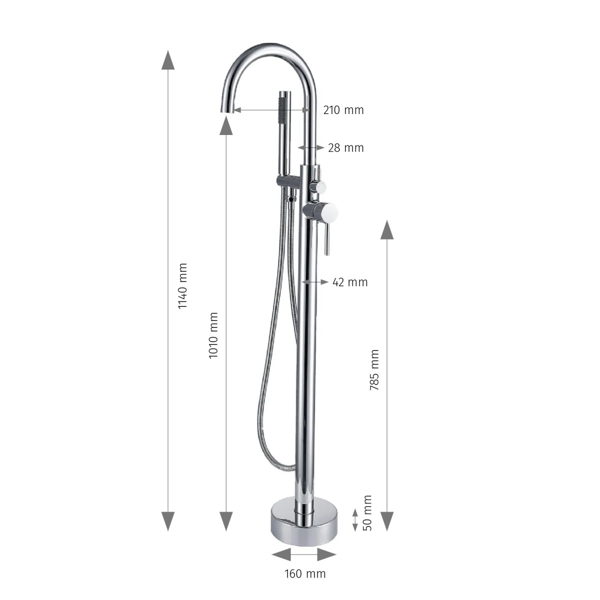 Miscelatore per vasca a pavimento satinata per vasca free standing Tiffany
