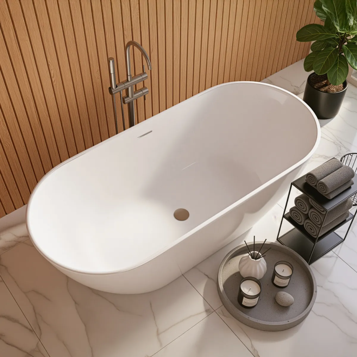 La plus belle baignoire îlot blanche de 160 cm