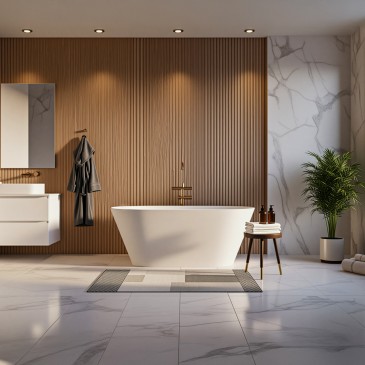 Freistehende Badewanne in glänzendem Weiß 160x75 RIVER