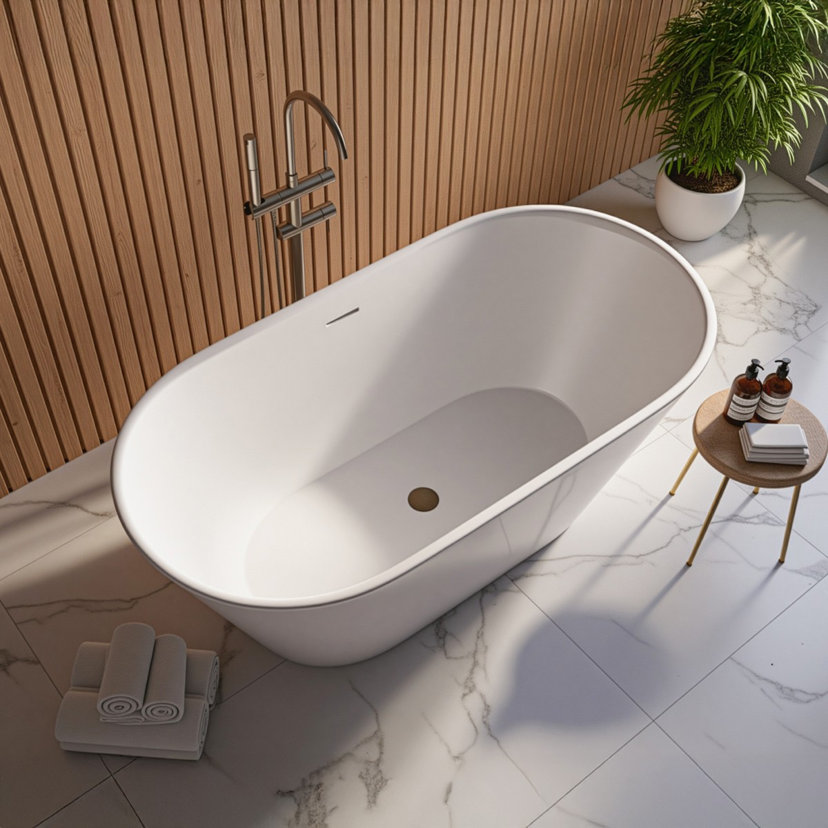 Freistehende Badewanne in glänzendem Weiß 170x80 RIVER